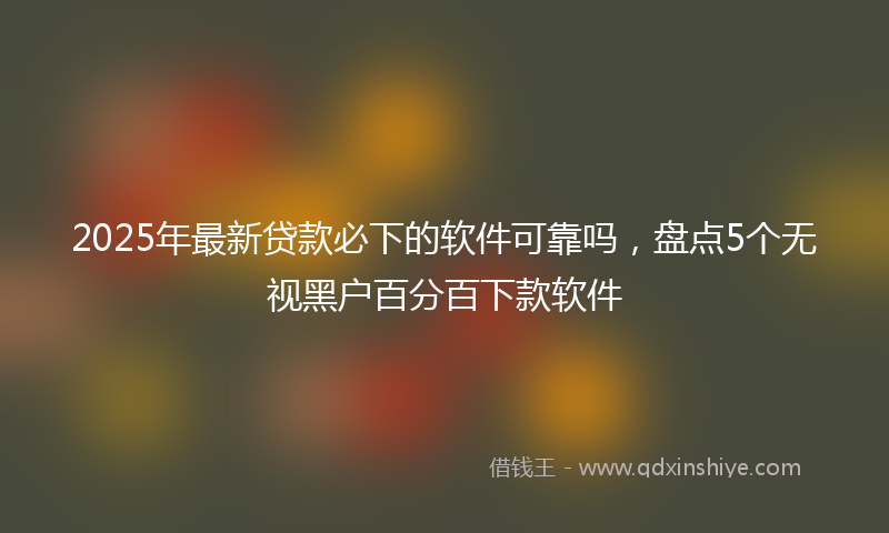 2025年最新贷款必下的软件可靠吗，盘点5个无视黑户百分百下款软件