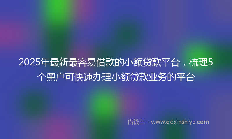 2025年最新最容易借款的小额贷款平台，梳理5个黑户可快速办理小额贷款业务的平台