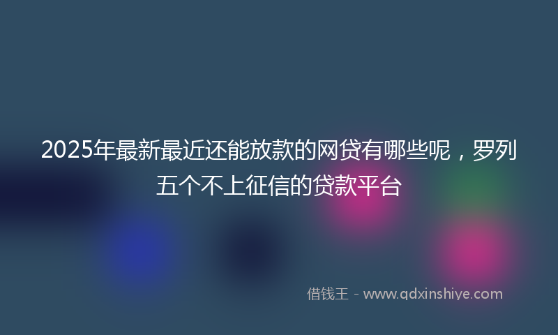 2025年最新最近还能放款的网贷有哪些呢，罗列五个不上征信的贷款平台