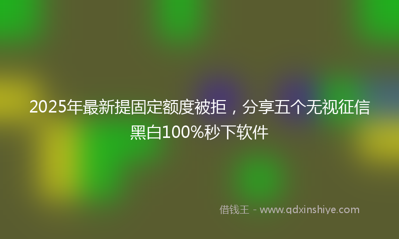 2025年最新提固定额度被拒，分享五个无视征信黑白100%秒下软件