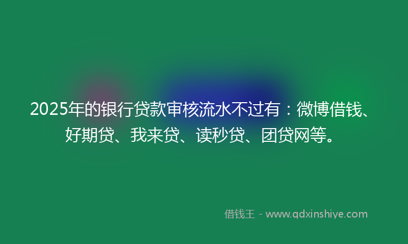 2025年的银行贷款审核流水不过有：微博借钱、好期贷、我来贷、读秒贷、团贷网等。