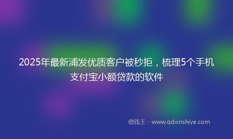 2025年最新浦发优质客户被秒拒，梳理5个手机支付宝小额贷款的软件