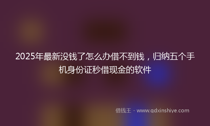 2025年最新没钱了怎么办借不到钱，归纳五个手机身份证秒借现金的软件