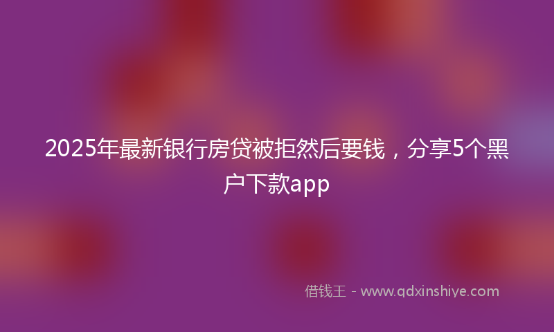 2025年最新银行房贷被拒然后要钱，分享5个黑户下款app