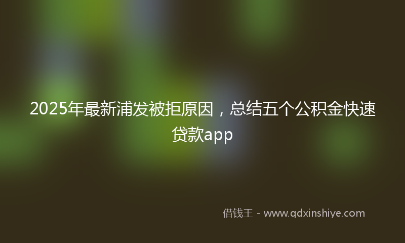 2025年最新浦发被拒原因，总结五个公积金快速贷款app