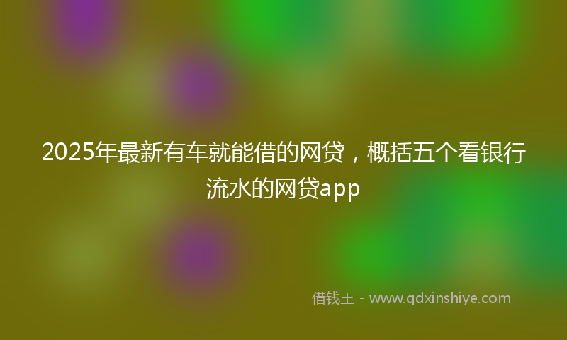 2025年最新有车就能借的网贷，概括五个看银行流水的网贷app