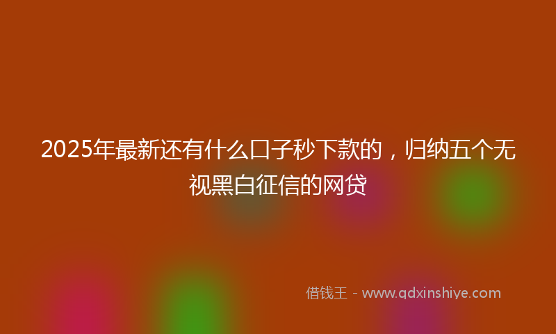 2025年最新还有什么口子秒下款的，归纳五个无视黑白征信的网贷