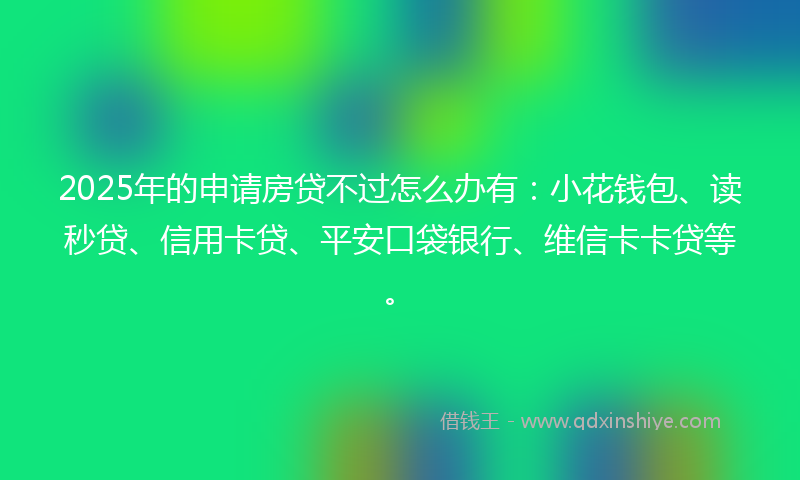 2025年的申请房贷不过怎么办有：小花钱包、读秒贷、信用卡贷、平安口袋银行、维信卡卡贷等。