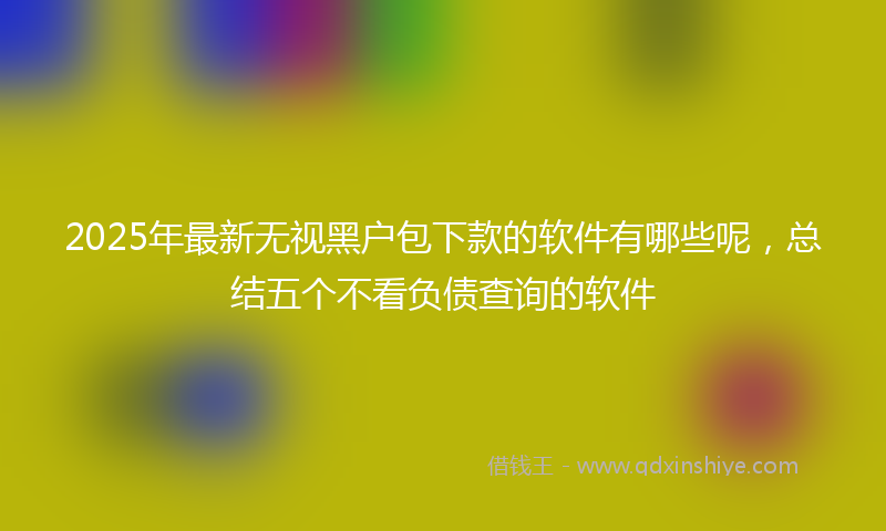 2025年最新无视黑户包下款的软件有哪些呢，总结五个不看负债查询的软件