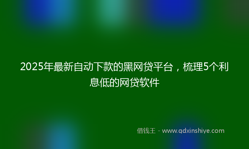 2025年最新自动下款的黑网贷平台，梳理5个利息低的网贷软件