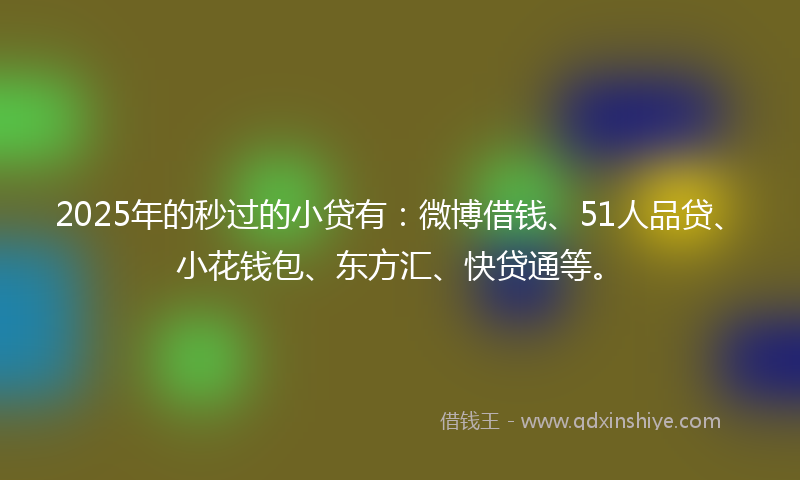 2025年的秒过的小贷有：微博借钱、51人品贷、小花钱包、东方汇、快贷通等。
