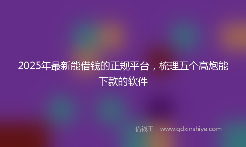 2025年最新能借钱的正规平台，梳理五个高炮能下款的软件