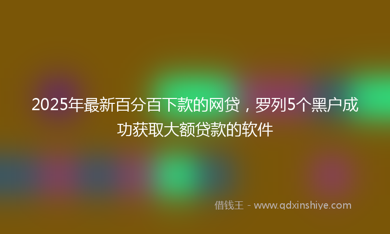 2025年最新百分百下款的网贷，罗列5个黑户成功获取大额贷款的软件