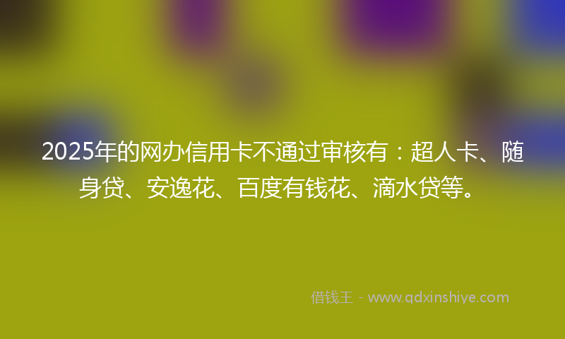 2025年的网办信用卡不通过审核有：超人卡、随身贷、安逸花、百度有钱花、滴水贷等。