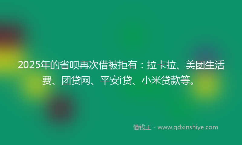 2025年的省呗再次借被拒有：拉卡拉、美团生活费、团贷网、平安i贷、小米贷款等。