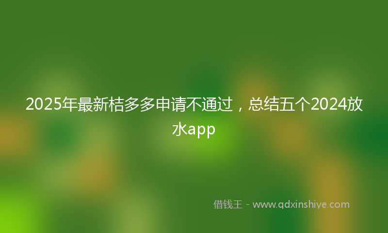 2025年最新桔多多申请不通过，总结五个2024放水app