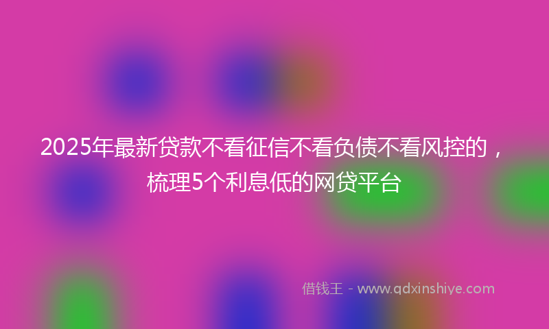 2025年最新贷款不看征信不看负债不看风控的，梳理5个利息低的网贷平台