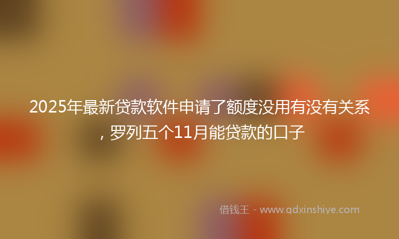 2025年最新贷款软件申请了额度没用有没有关系，罗列五个11月能贷款的口子