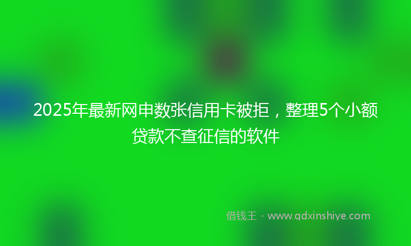 2025年最新网申数张信用卡被拒，整理5个小额贷款不查征信的软件