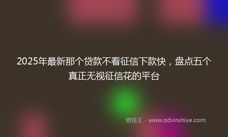 2025年最新那个贷款不看征信下款快，盘点五个真正无视征信花的平台
