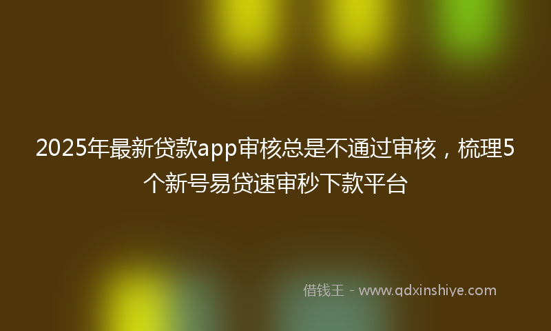 2025年最新贷款app审核总是不通过审核，梳理5个新号易贷速审秒下款平台