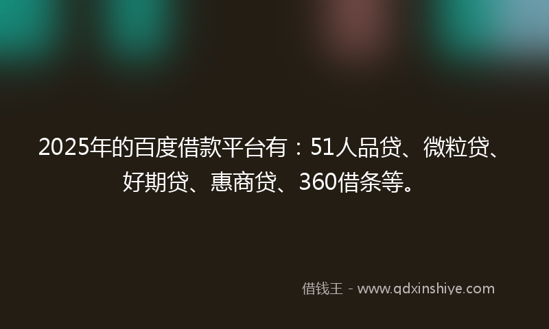 2025年的百度借款平台有：51人品贷、微粒贷、好期贷、惠商贷、360借条等。