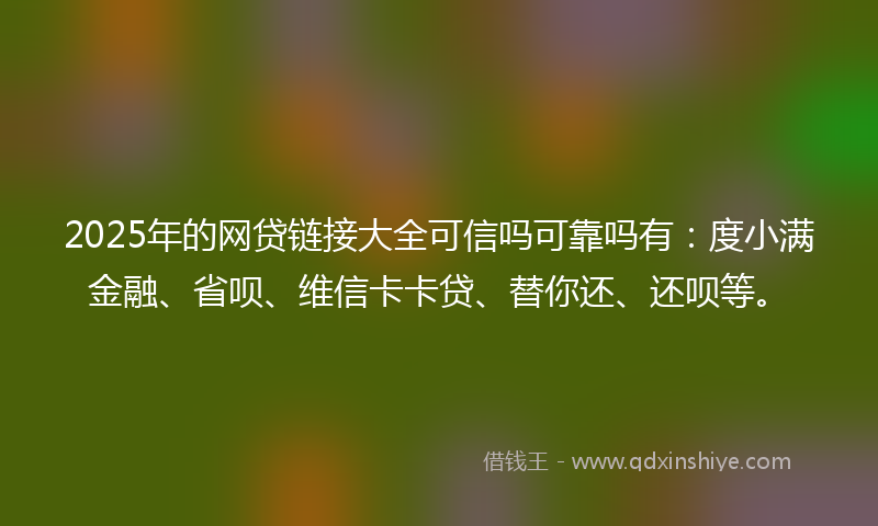 2025年的网贷链接大全可信吗可靠吗有：度小满金融、省呗、维信卡卡贷、替你还、还呗等。