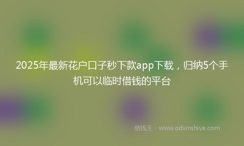 2025年最新花户口子秒下款app下载，归纳5个手机可以临时借钱的平台