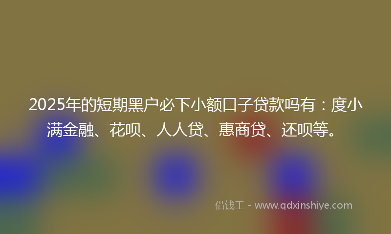 2025年的短期黑户必下小额口子贷款吗有：度小满金融、花呗、人人贷、惠商贷、还呗等。