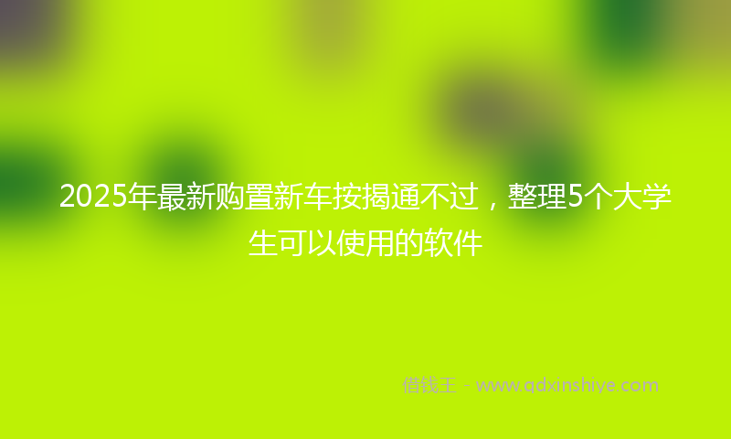 2025年最新购置新车按揭通不过，整理5个大学生可以使用的软件