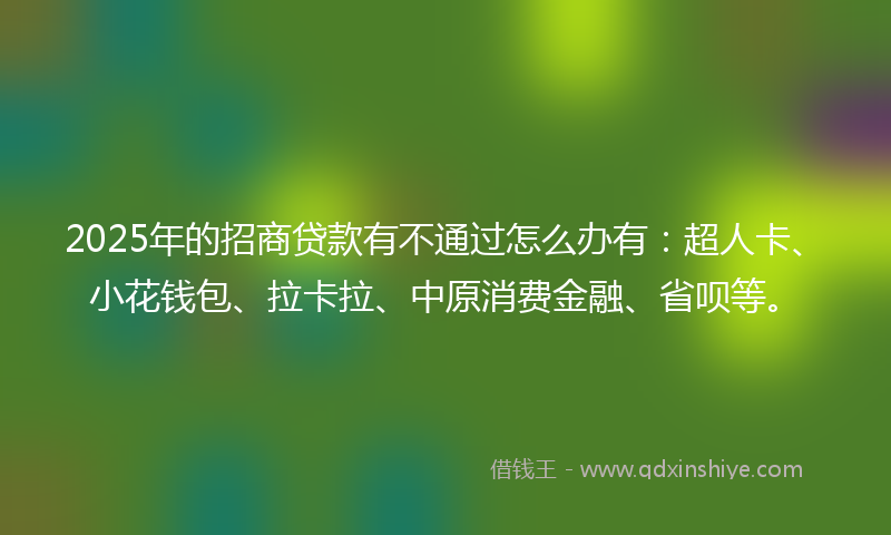 2025年的招商贷款有不通过怎么办有：超人卡、小花钱包、拉卡拉、中原消费金融、省呗等。