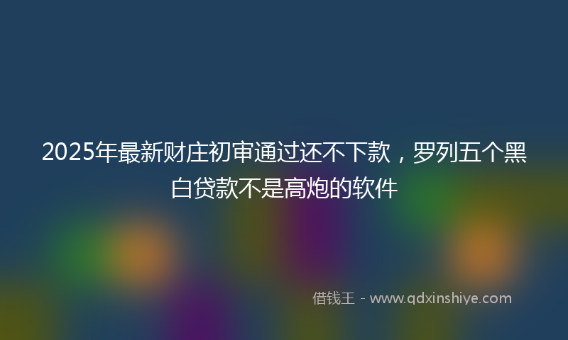 2025年最新财庄初审通过还不下款，罗列五个黑白贷款不是高炮的软件