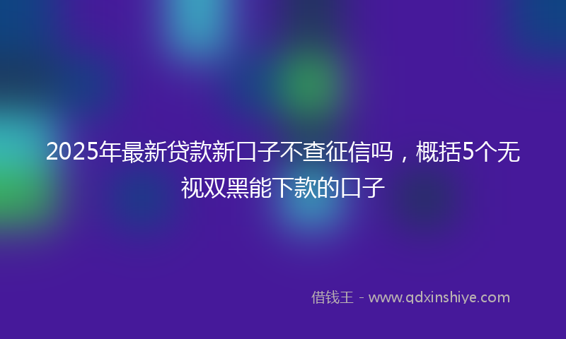 2025年最新贷款新口子不查征信吗，概括5个无视双黑能下款的口子