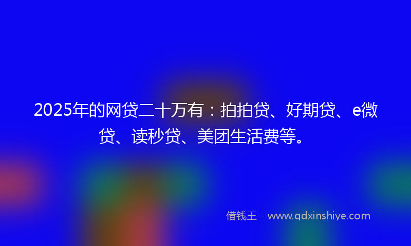 2025年的网贷二十万有：拍拍贷、好期贷、e微贷、读秒贷、美团生活费等。