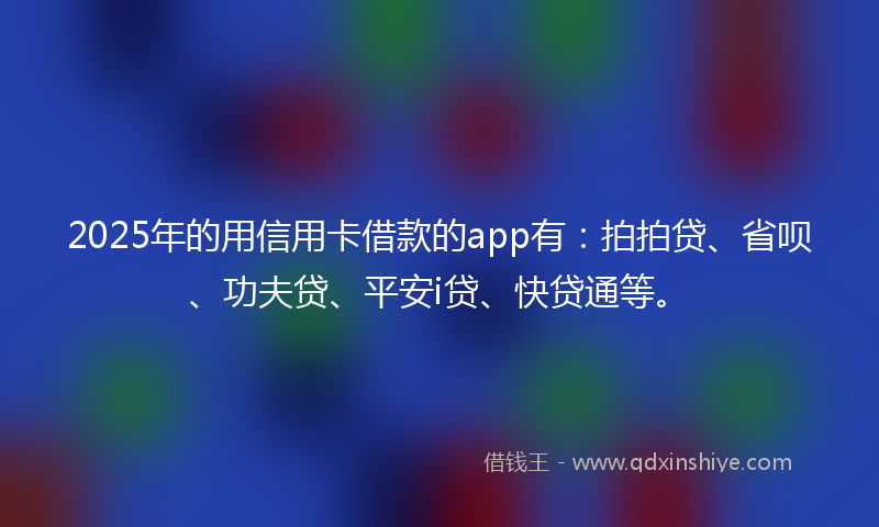 2025年的用信用卡借款的app有：拍拍贷、省呗、功夫贷、平安i贷、快贷通等。