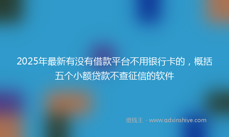 2025年最新有没有借款平台不用银行卡的，概括五个小额贷款不查征信的软件