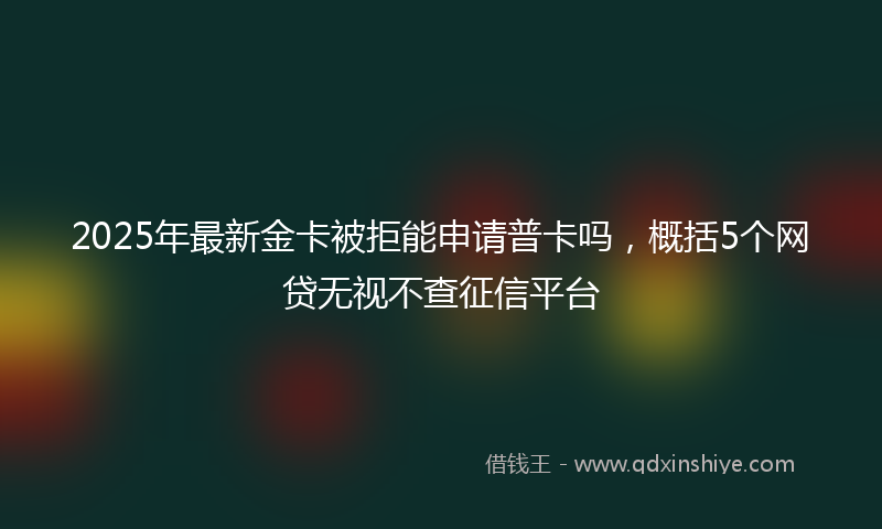 2025年最新金卡被拒能申请普卡吗，概括5个网贷无视不查征信平台