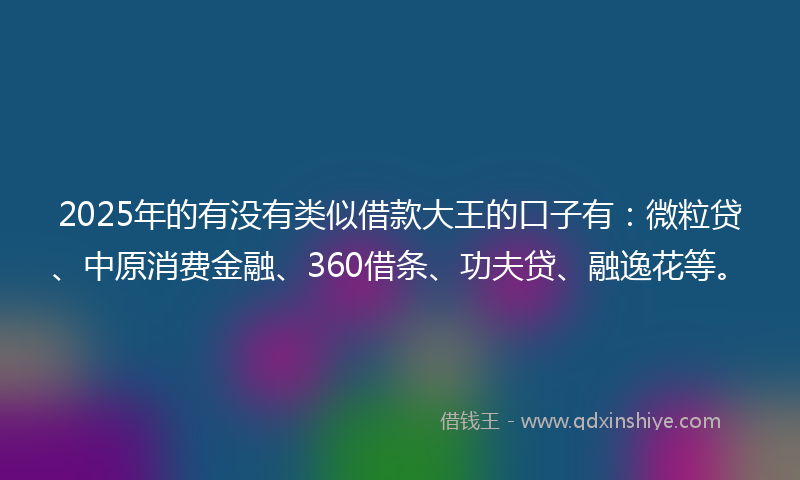 2025年的有没有类似借款大王的口子有：微粒贷、中原消费金融、360借条、功夫贷、融逸花等。