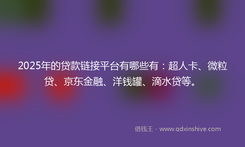 2025年的贷款链接平台有哪些有：超人卡、微粒贷、京东金融、洋钱罐、滴水贷等。