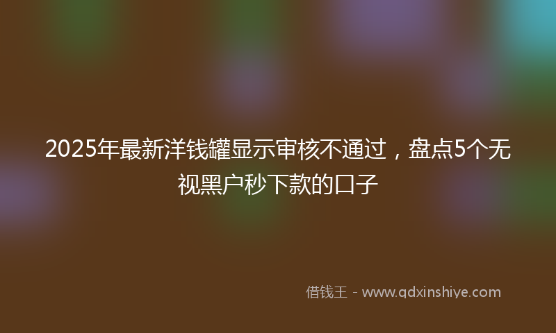 2025年最新洋钱罐显示审核不通过，盘点5个无视黑户秒下款的口子