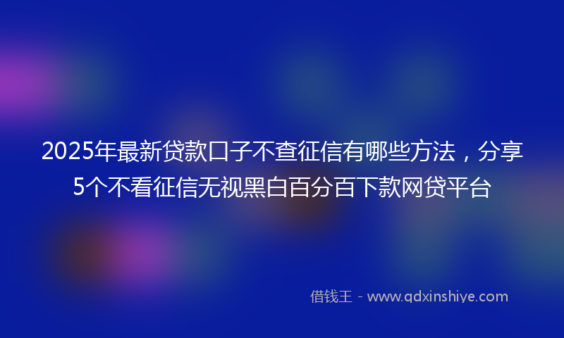 2025年最新贷款口子不查征信有哪些方法，分享5个不看征信无视黑白百分百下款网贷平台
