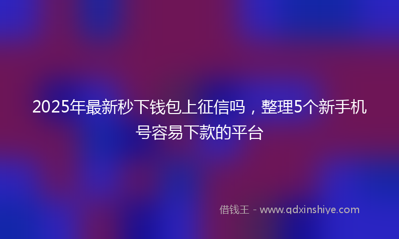 2025年最新秒下钱包上征信吗，整理5个新手机号容易下款的平台