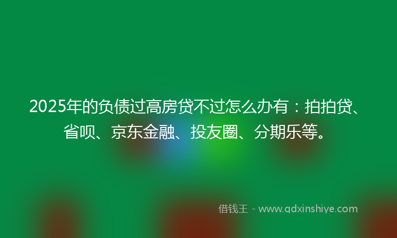 2025年的负债过高房贷不过怎么办有：拍拍贷、省呗、京东金融、投友圈、分期乐等。