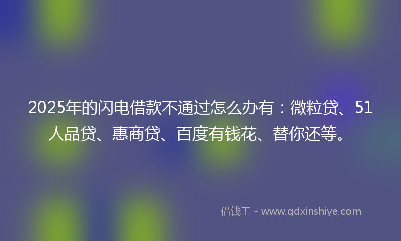 2025年的闪电借款不通过怎么办有：微粒贷、51人品贷、惠商贷、百度有钱花、替你还等。