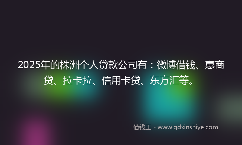 2025年的株洲个人贷款公司有：微博借钱、惠商贷、拉卡拉、信用卡贷、东方汇等。
