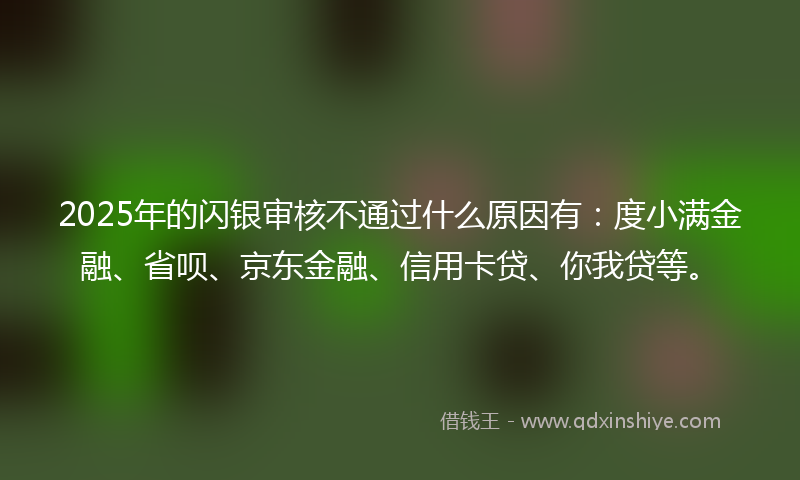 2025年的闪银审核不通过什么原因有：度小满金融、省呗、京东金融、信用卡贷、你我贷等。