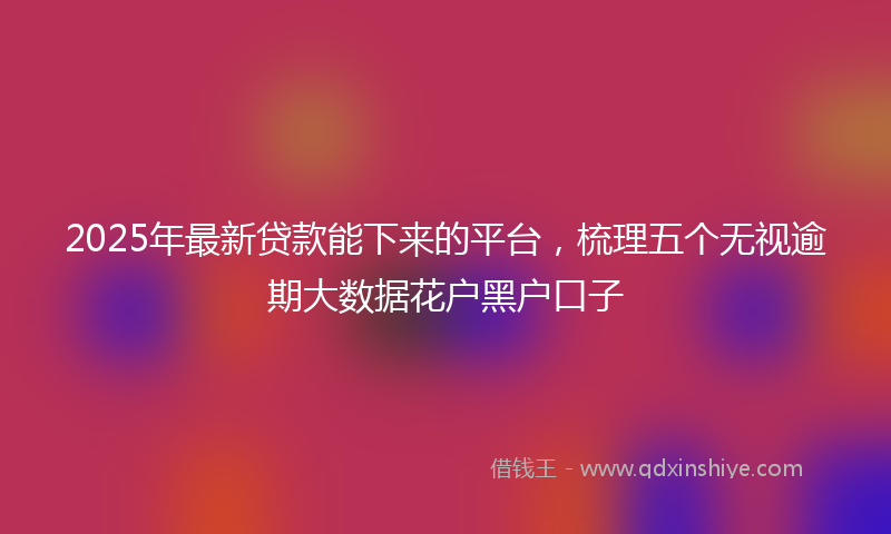 2025年最新贷款能下来的平台，梳理五个无视逾期大数据花户黑户口子