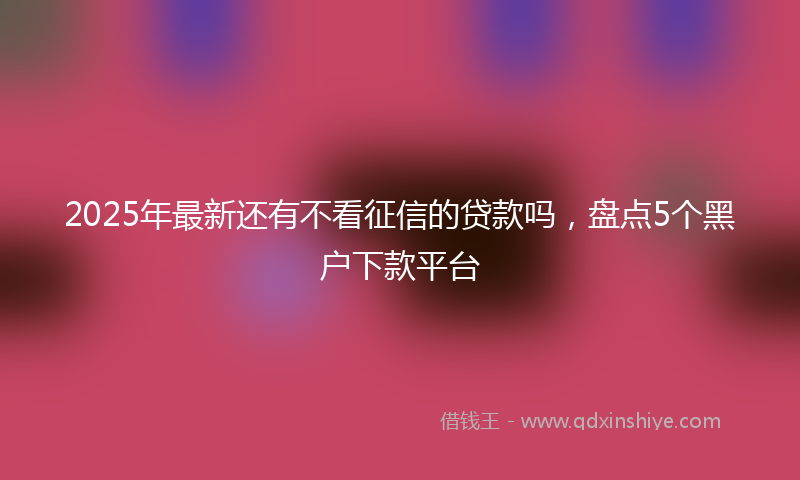 2025年最新还有不看征信的贷款吗，盘点5个黑户下款平台