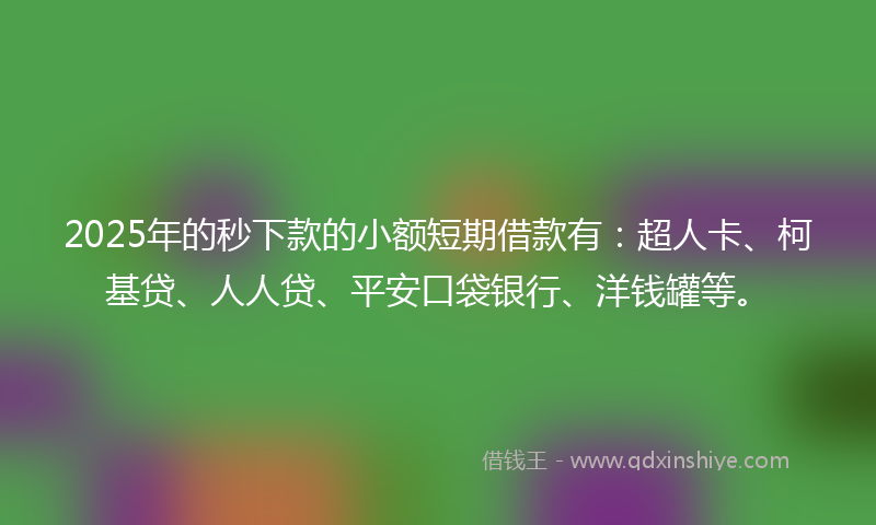 2025年的秒下款的小额短期借款有：超人卡、柯基贷、人人贷、平安口袋银行、洋钱罐等。