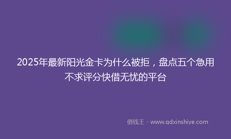 2025年最新阳光金卡为什么被拒，盘点五个急用不求评分快借无忧的平台